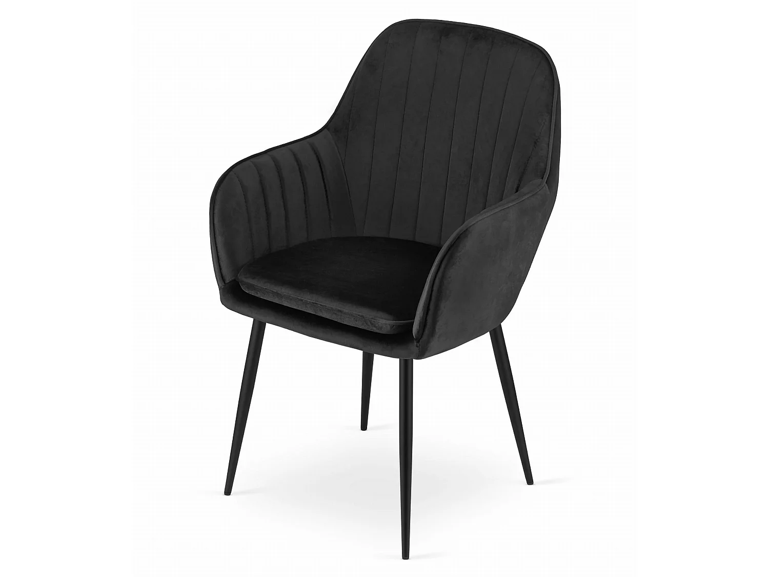 Chaise LUGO - velours noir / pieds noirs x 1