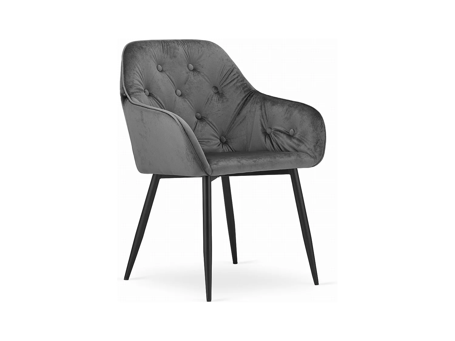 Chaise FORIO - velours gris / pieds noirs x 1