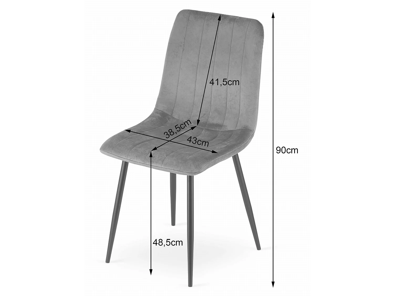 Sedia da pranzo e cucina LAVA in velluto grigio scuro 90x43x51 cm