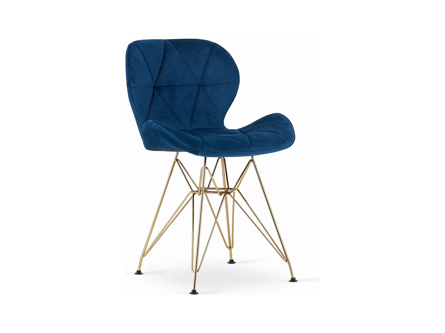 Chaise NEST - velours bleu marine / pieds dorés x 1