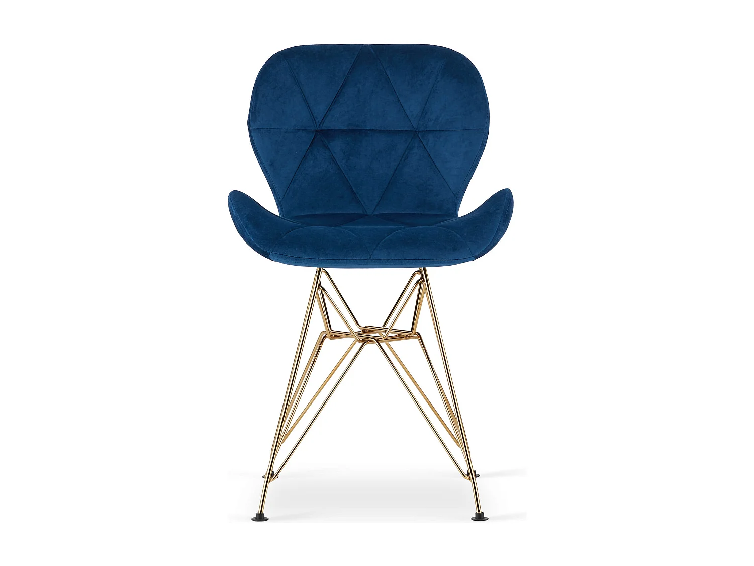 Chaise NEST - velours bleu marine / pieds dorés x 1
