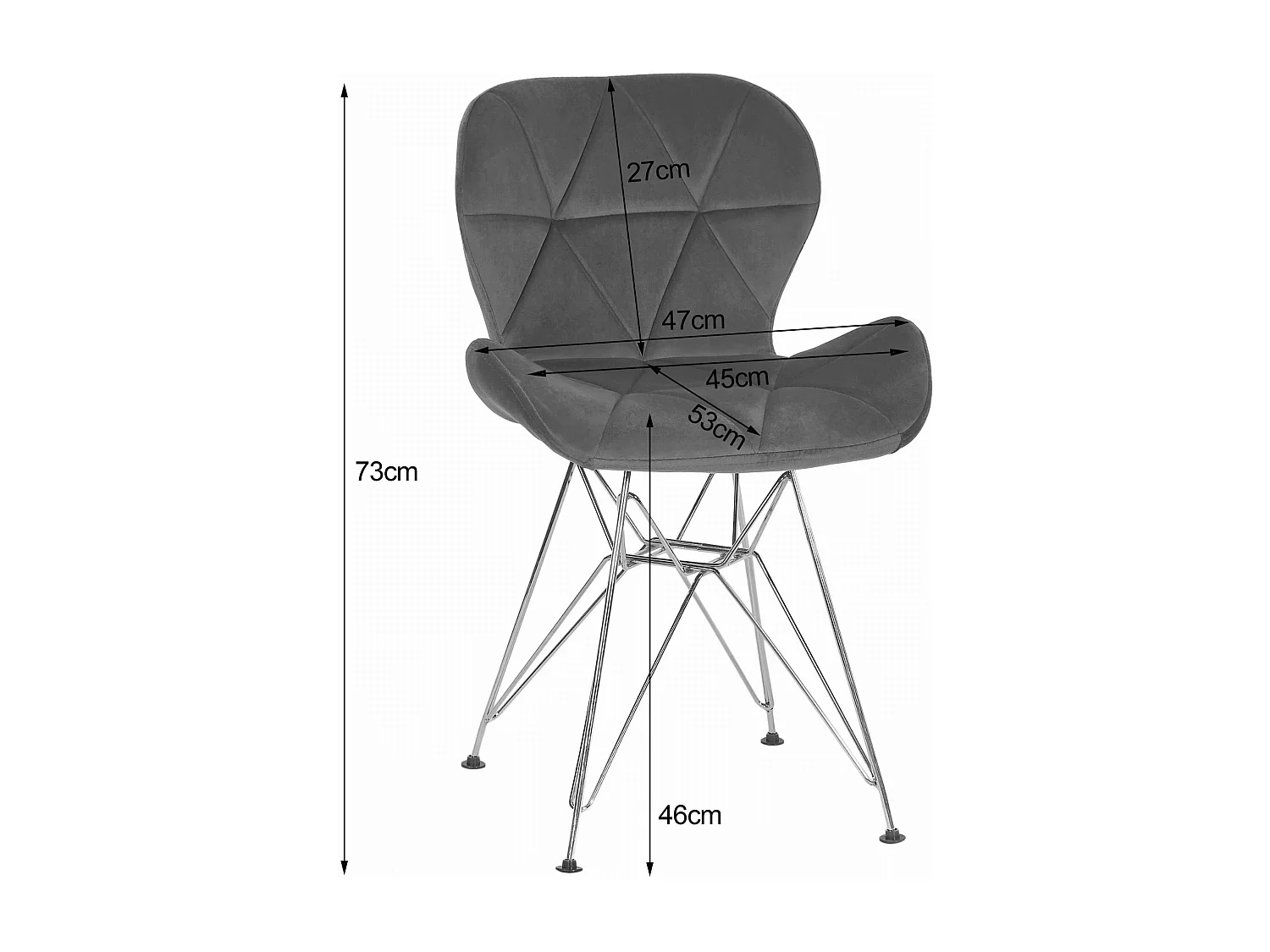 Chaise NEST - velours bleu marine / pieds dorés x 1