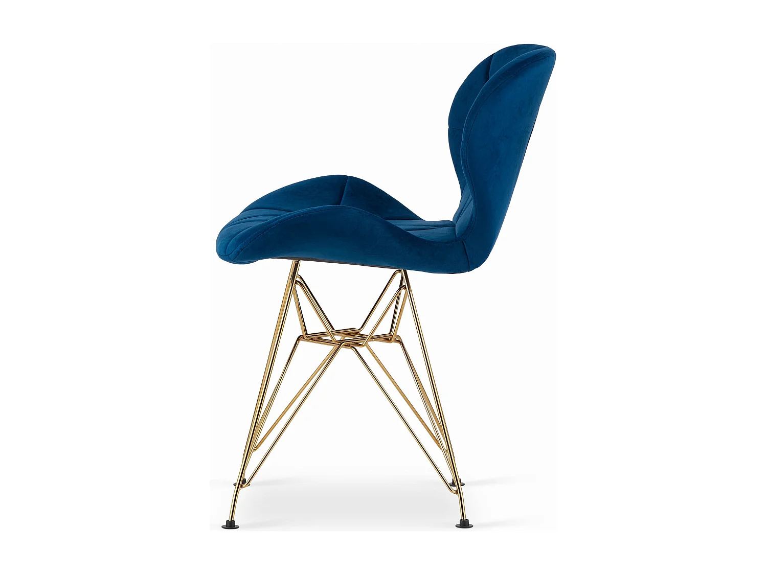 Chaise NEST - velours bleu marine / pieds dorés x 1