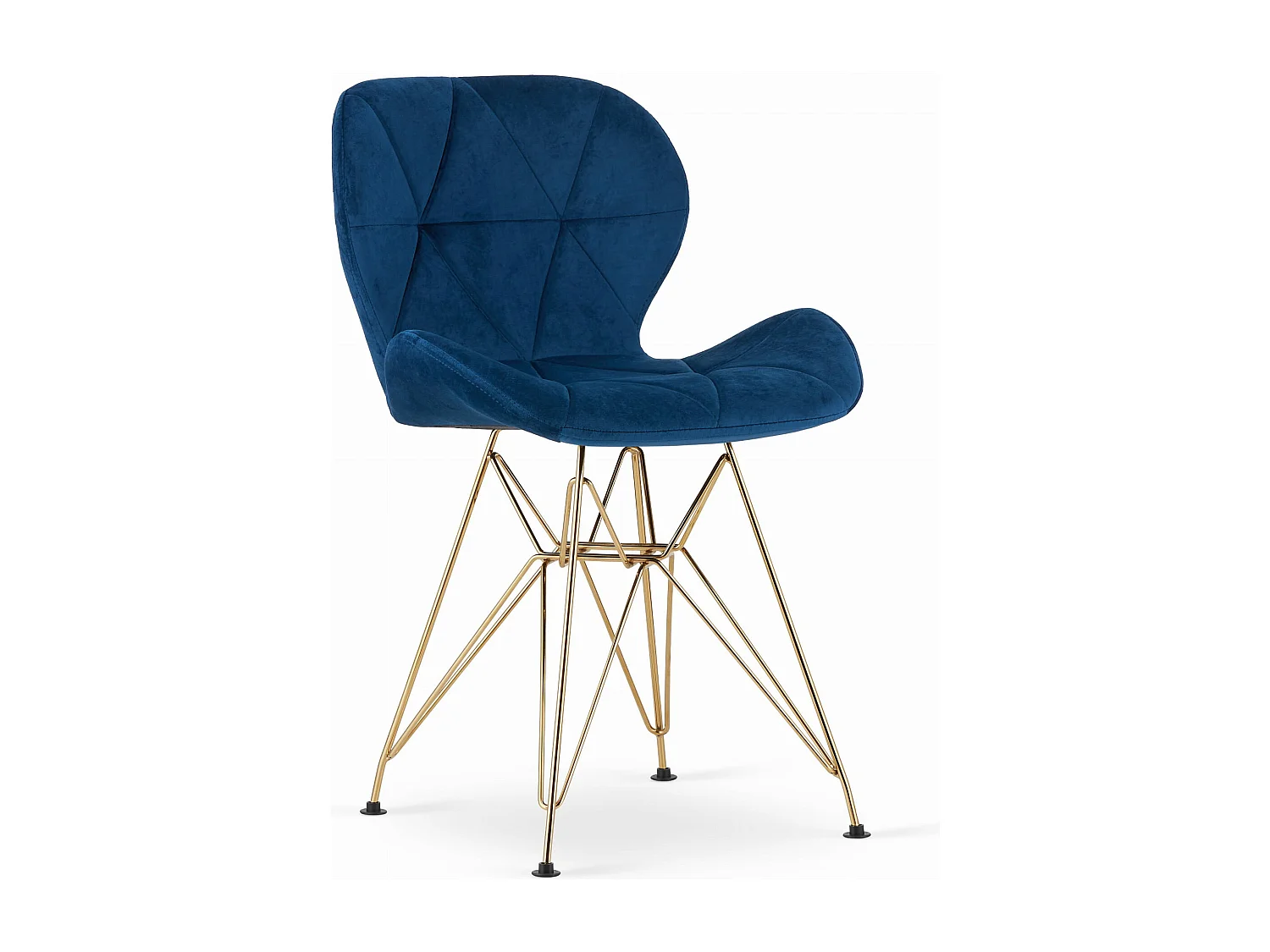 Chaise NEST - velours bleu marine / pieds dorés x 1