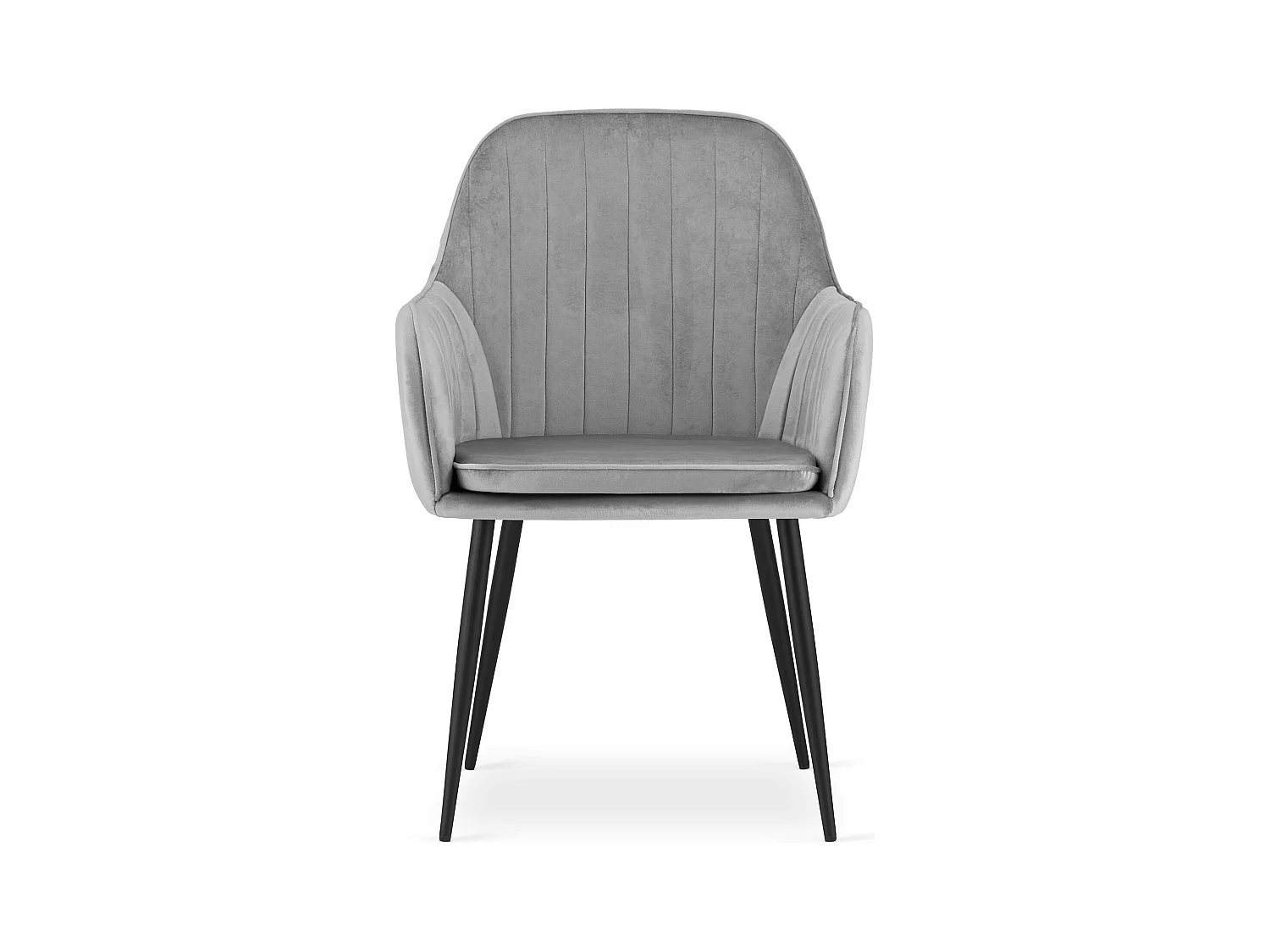 Chaise LUGO - velours gris argenté / pieds noirs x 1