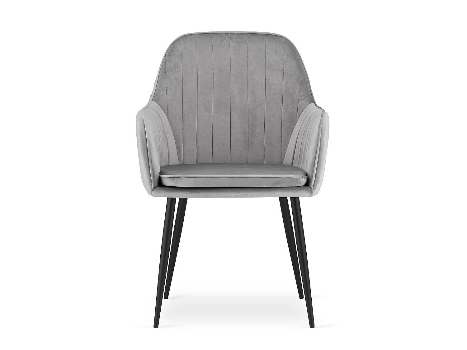 Chaise LUGO - velours gris argenté / pieds noirs x 1