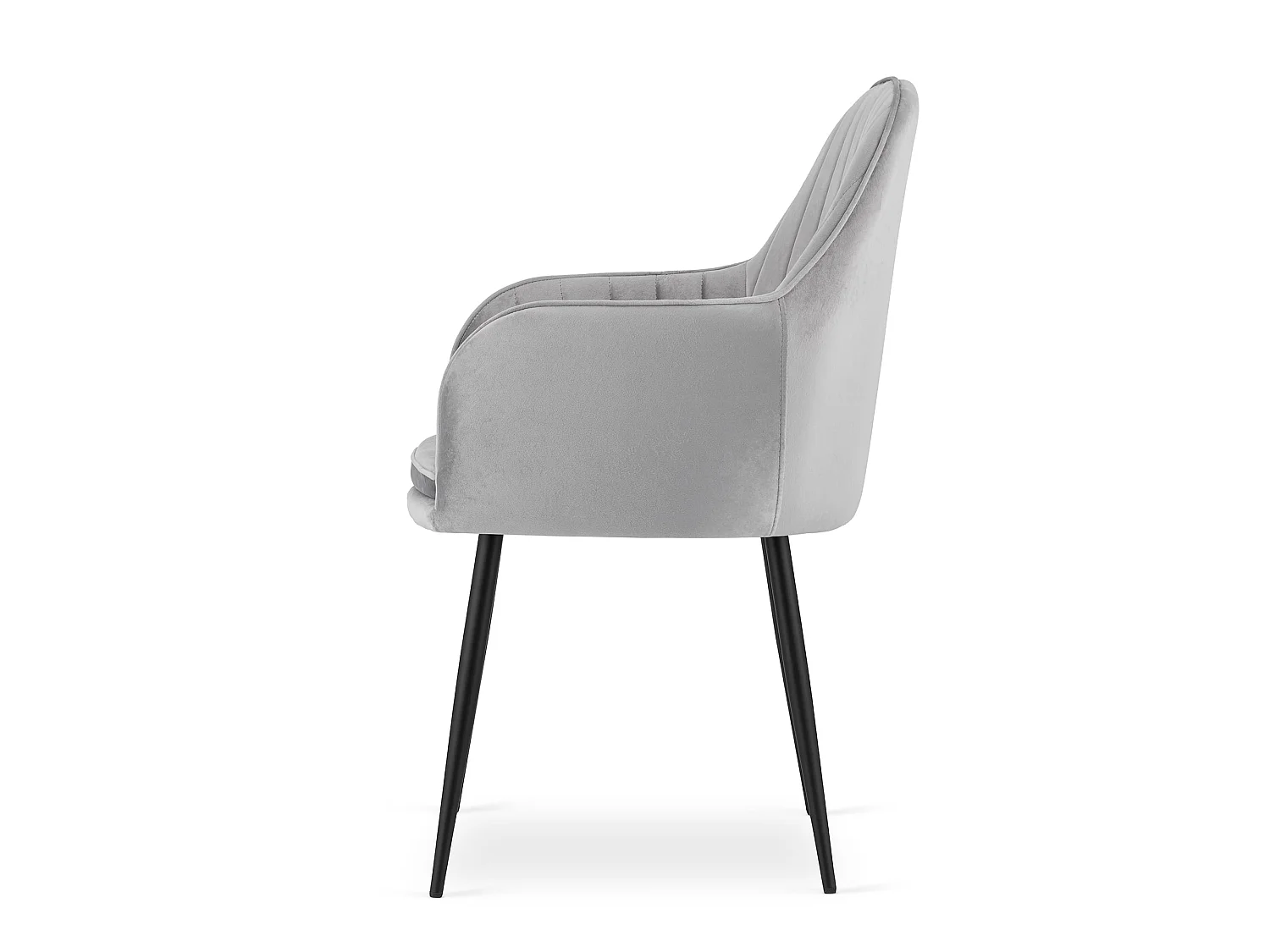 Chaise LUGO - velours gris argenté / pieds noirs x 1