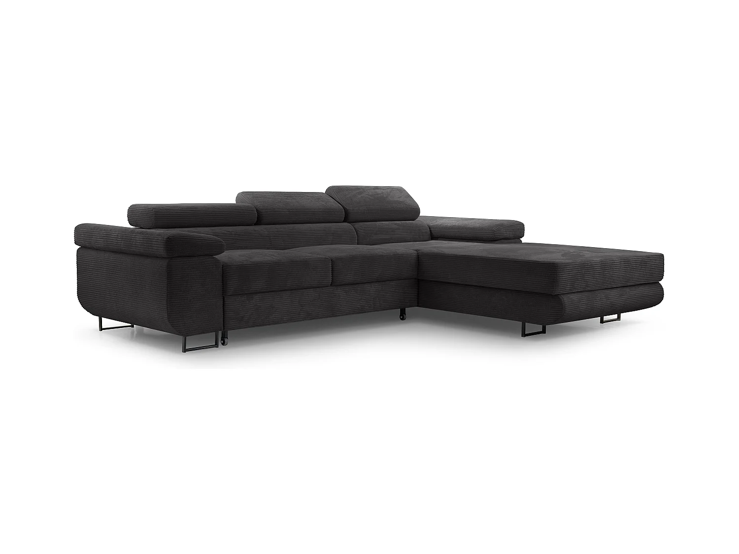 AX LIVING Cord Couch L Form – Arborio 280 cm Ecksofa in Dunkelgrau R