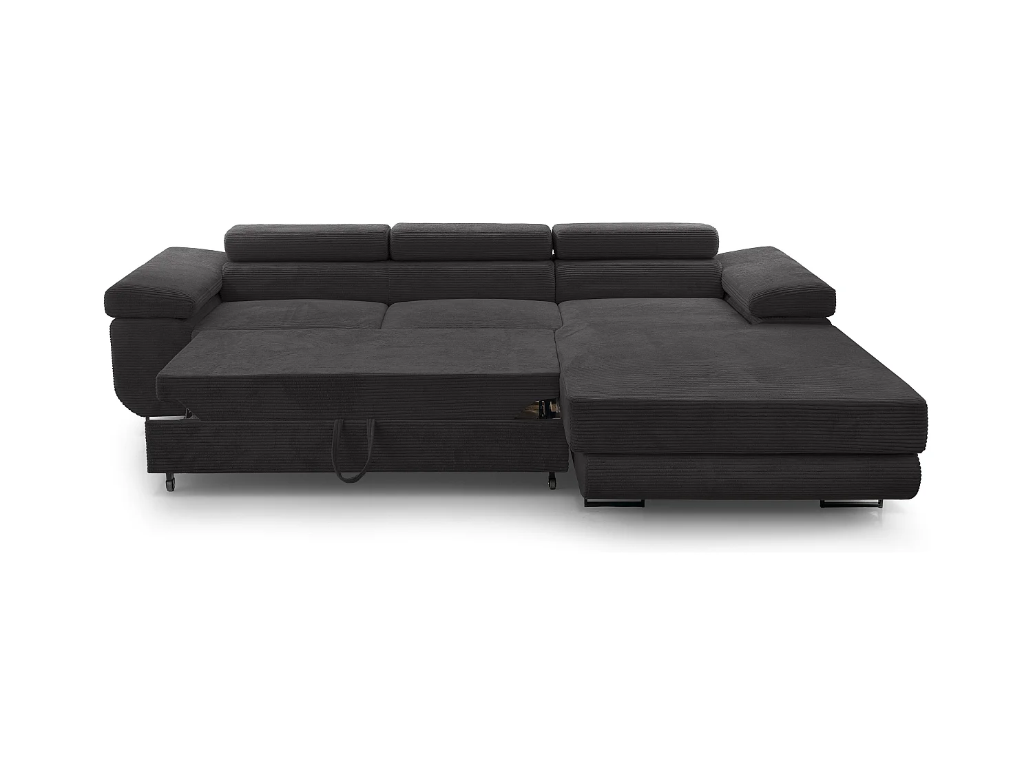 AX LIVING Cord Couch L Form – Arborio 280 cm Ecksofa in Dunkelgrau R