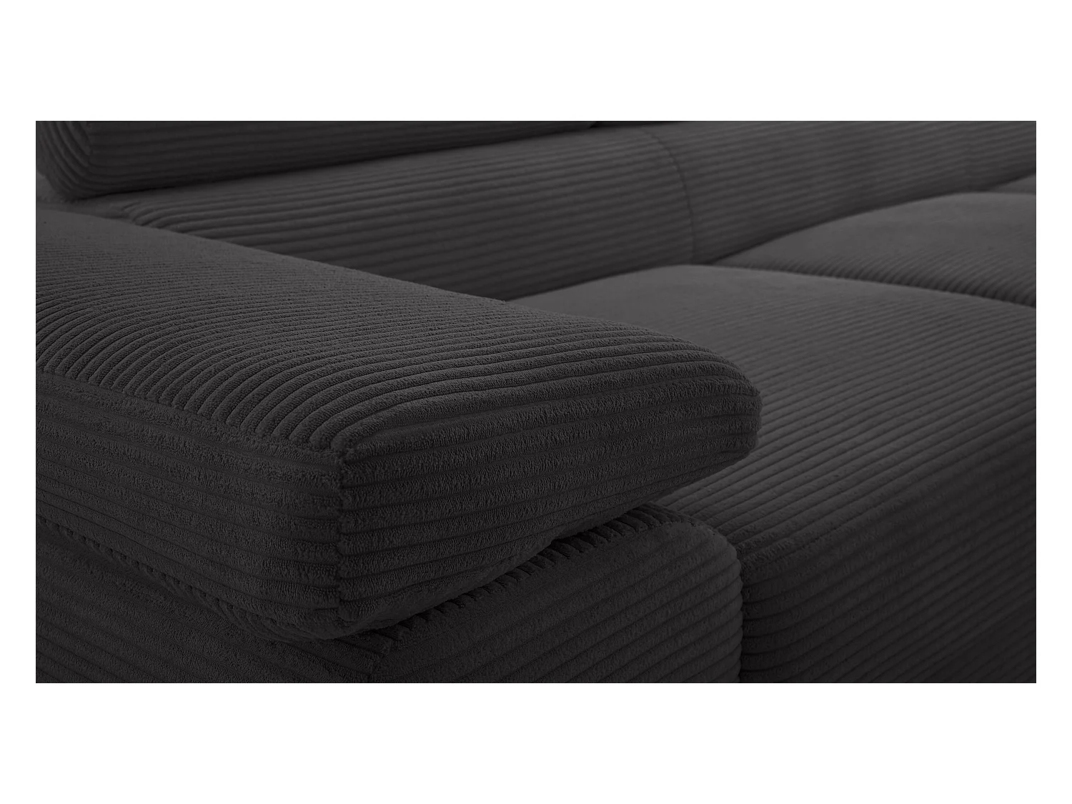 AX LIVING Cord Couch L Form – Arborio 280 cm Ecksofa in Dunkelgrau R