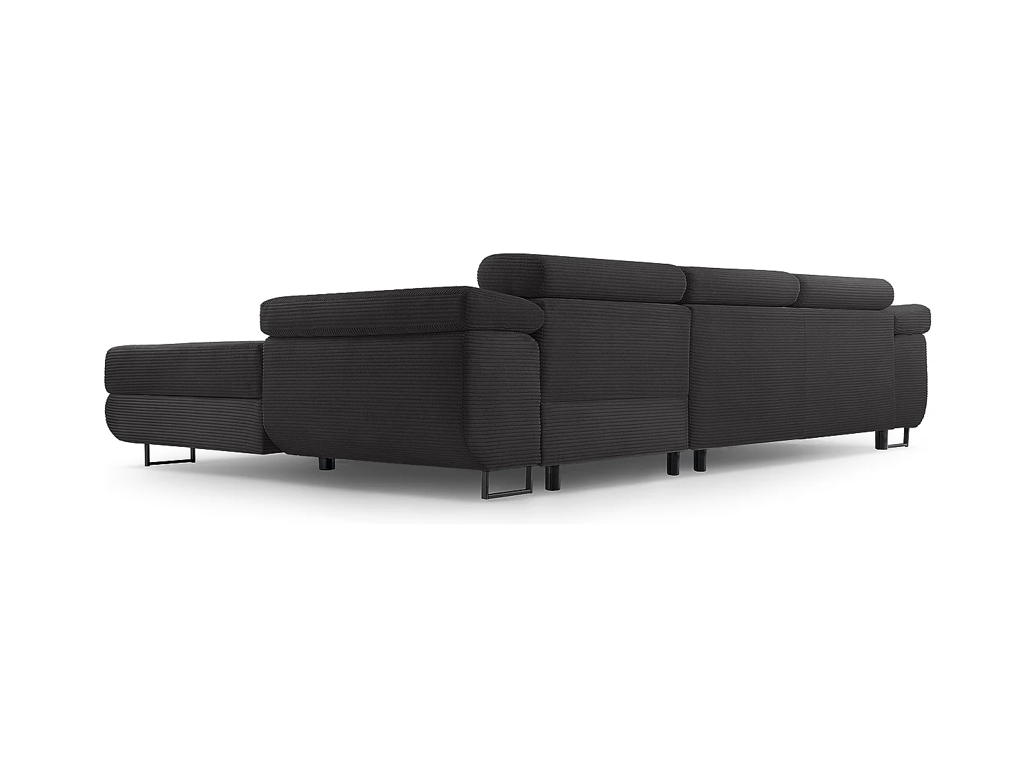 AX LIVING Cord Couch L Form – Arborio 280 cm Ecksofa in Dunkelgrau R