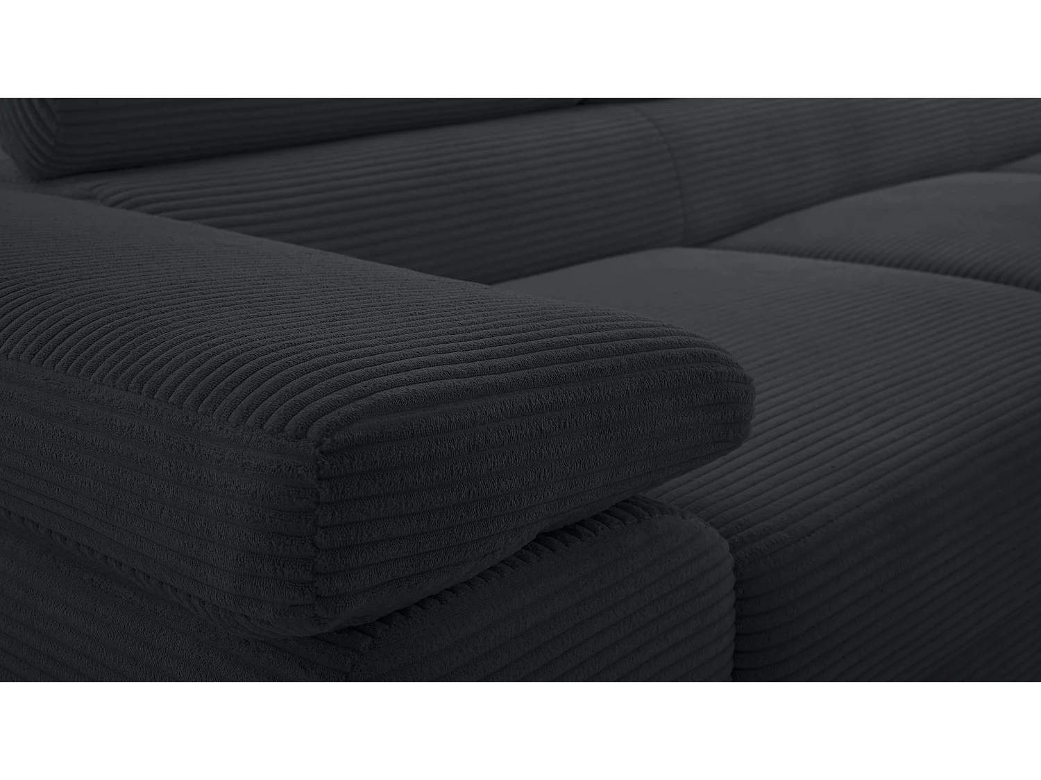 AX LIVING Canapé d’angle en velours côtelé Arborio 280 cm gris foncé D