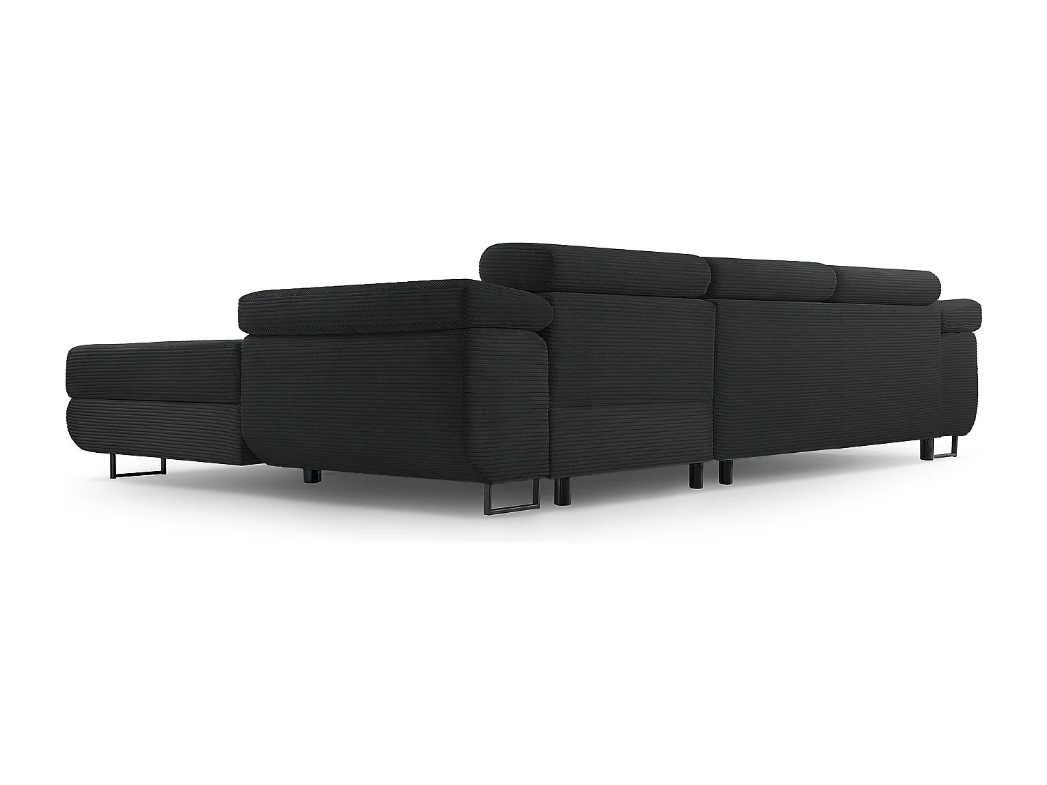 AX LIVING Canapé d’angle en velours côtelé Arborio 280 cm gris foncé D