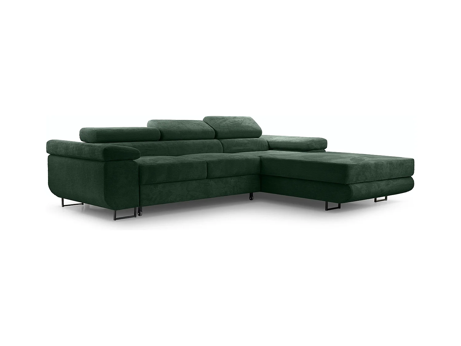 AX LIVING Cord Couch L Form – Arborio 280 cm Ecksofa in Dunkelgrün R