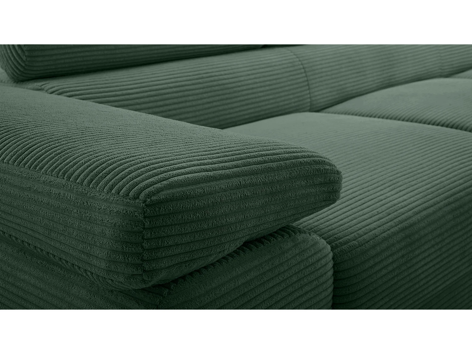 AX LIVING Canapé d’angle en velours côtelé Arborio 280 cm vert foncé D