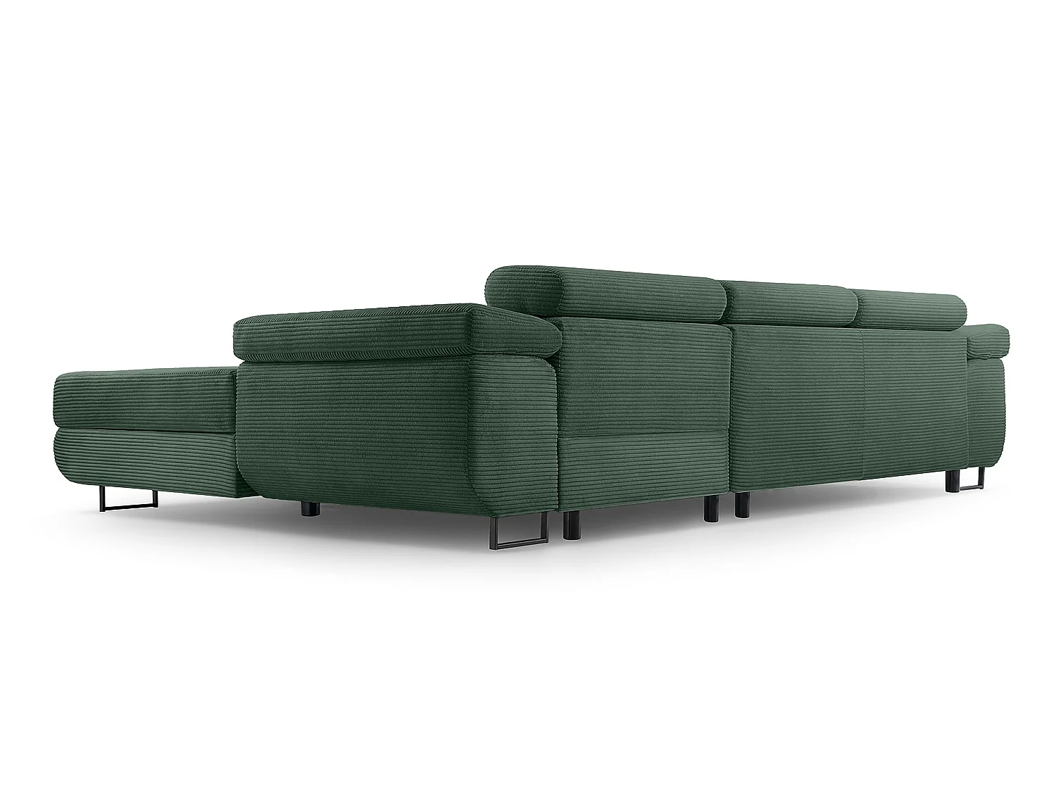 AX LIVING Canapé d’angle en velours côtelé Arborio 280 cm vert foncé D