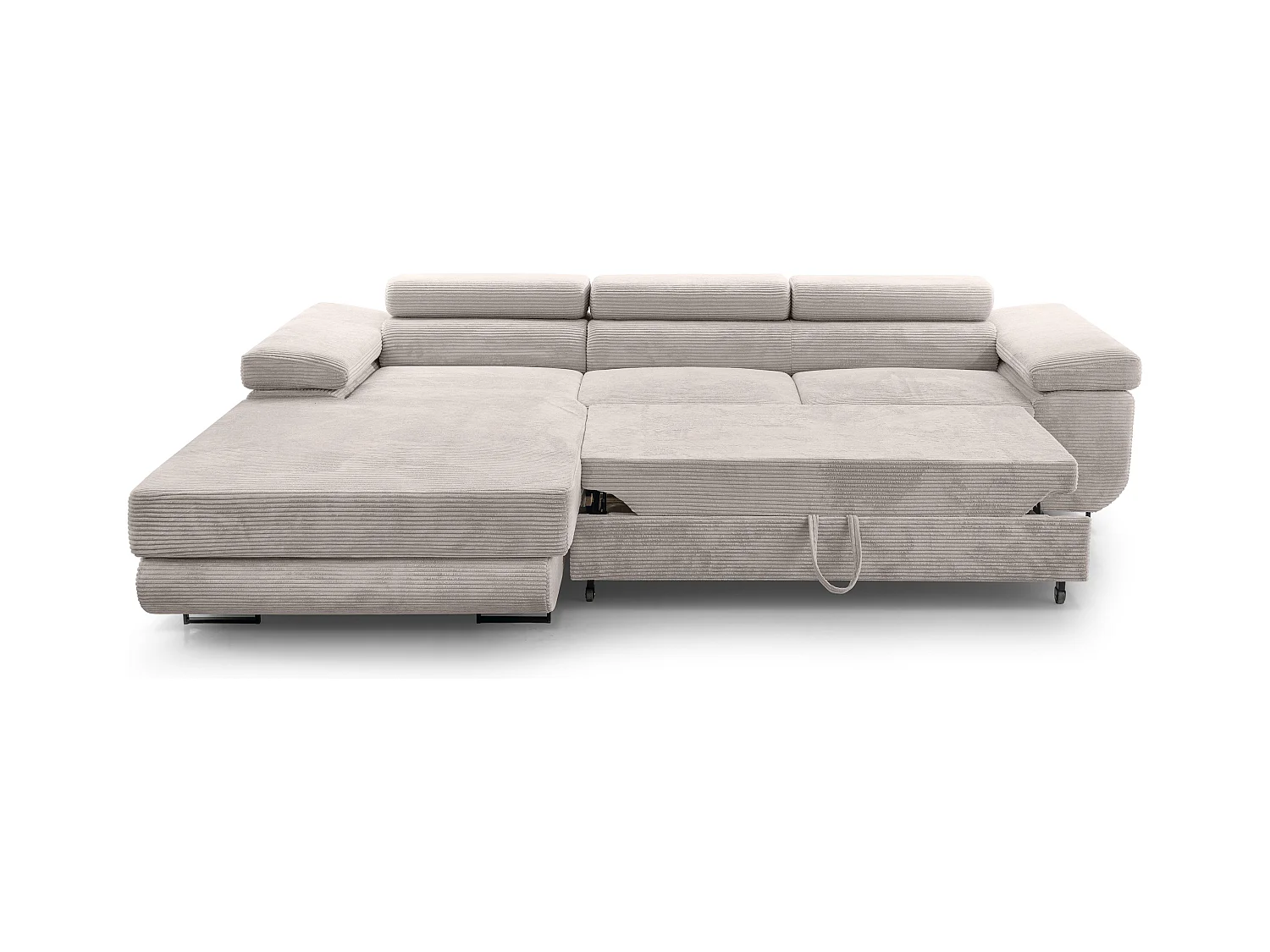 AX LIVING Arborio witte hoekbank 280cm slaapfunctie en opbergruimte L