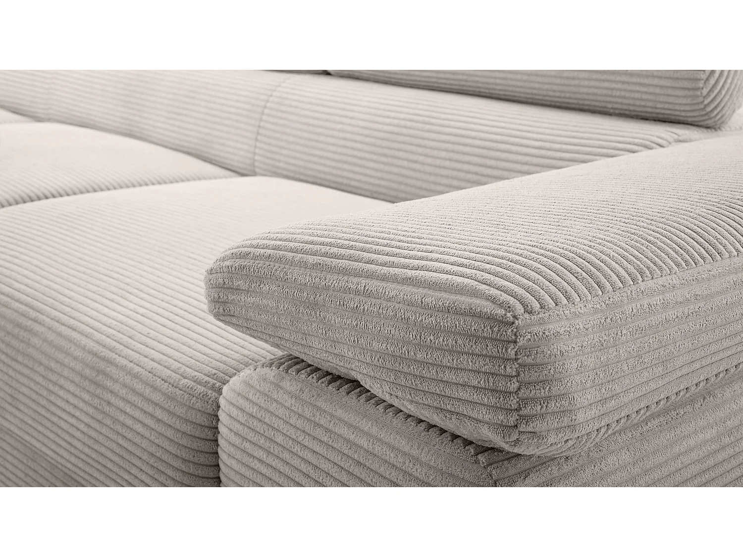 AX LIVING Canapé d’angle en velours côtelé Arborio 280 cm blanc doux G