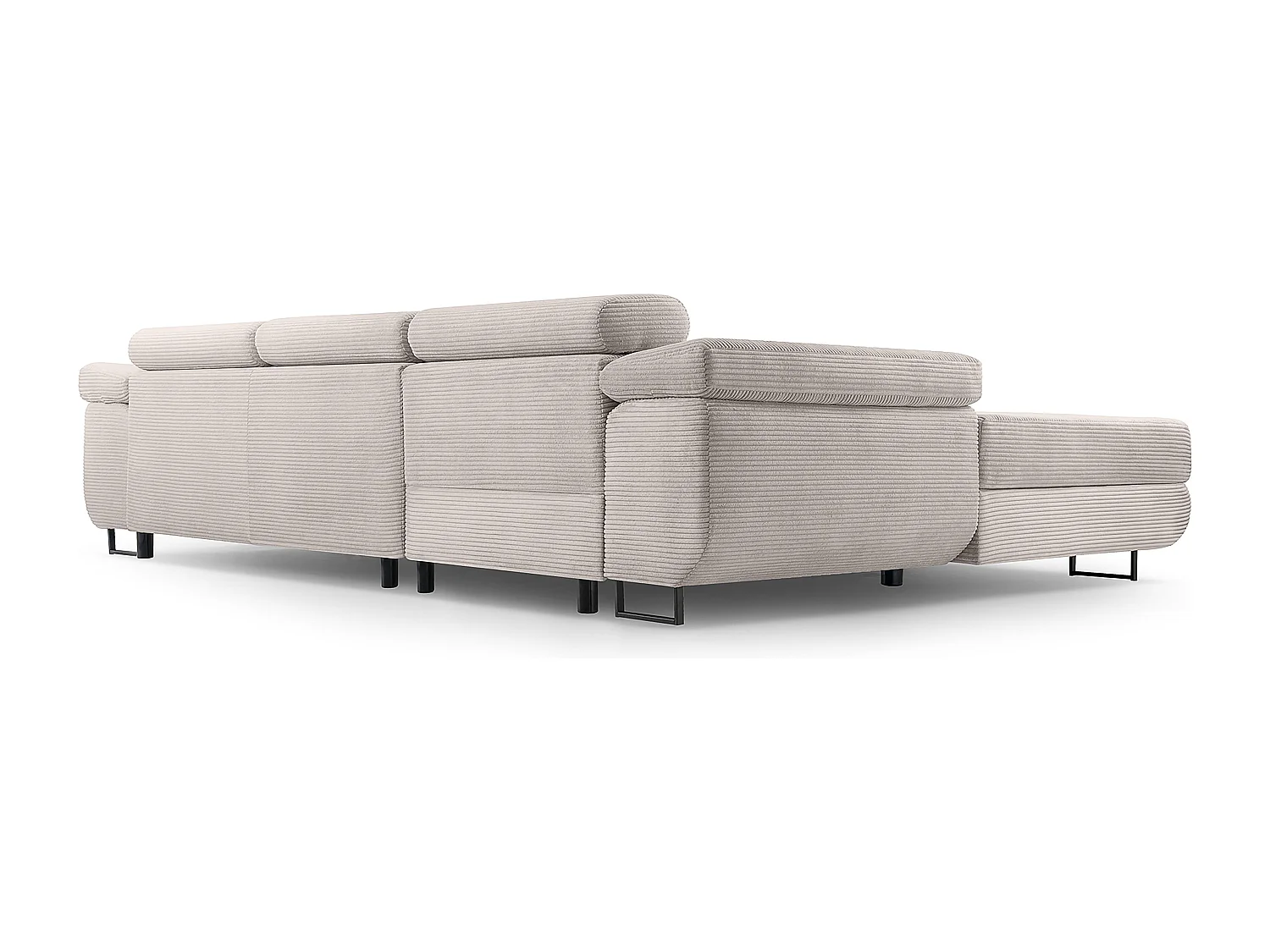 AX LIVING Canapé d’angle en velours côtelé Arborio 280 cm blanc doux G