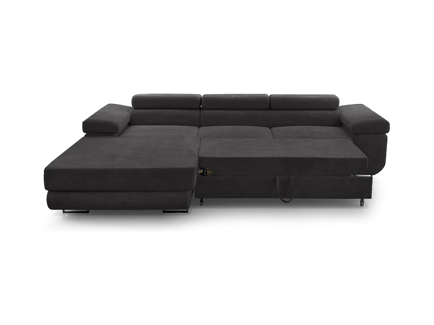 AX LIVING Arborio donkergrijze hoekbank – 280 cm met slaapfunctie L