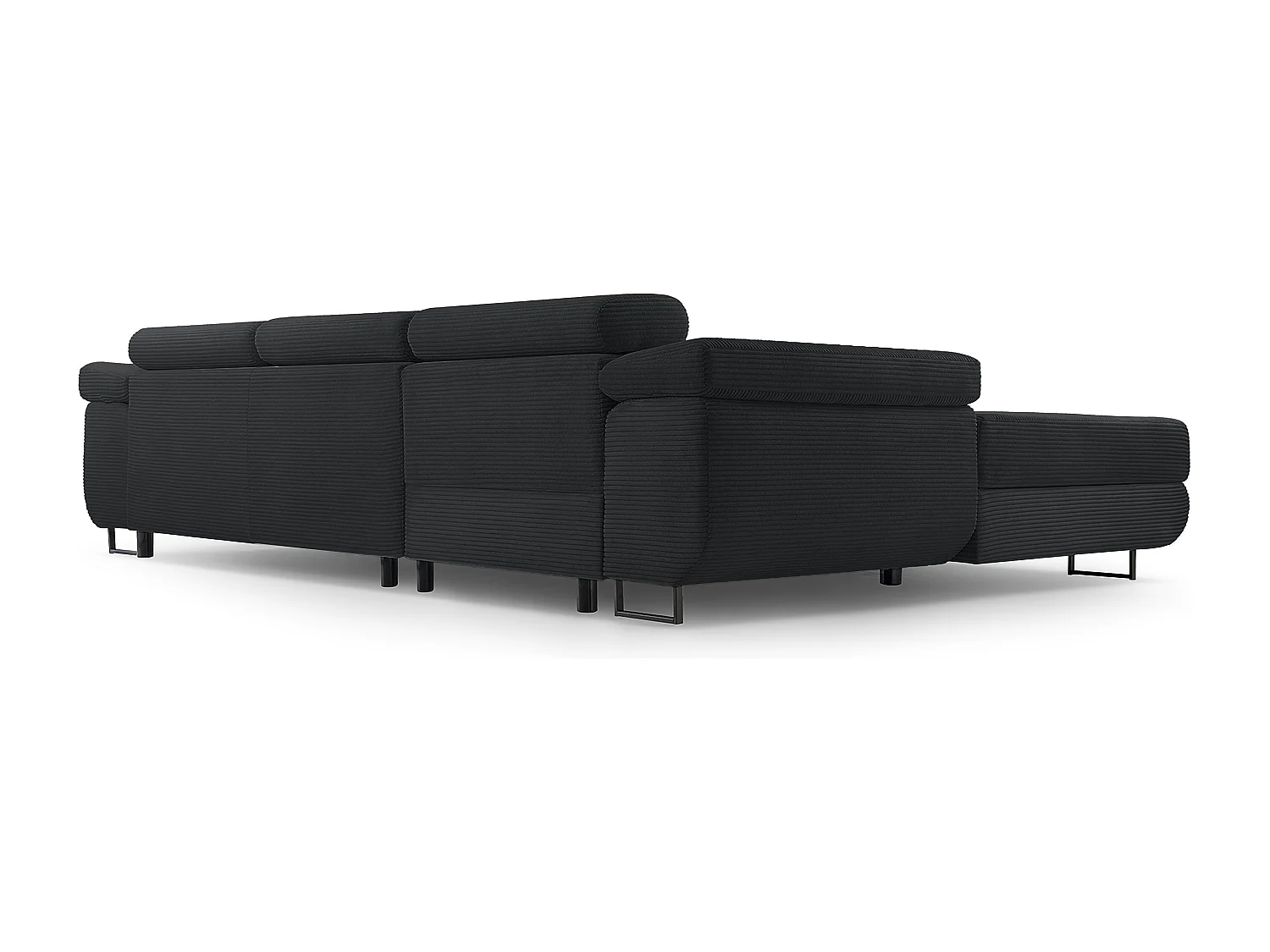 AX LIVING Canapé d’angle en velours côtelé Arborio 280 cm gris foncé G