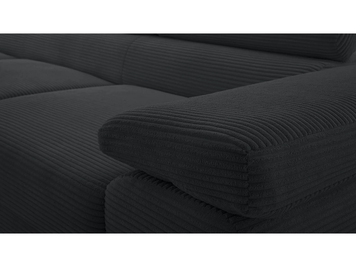 AX LIVING Canapé d’angle en velours côtelé Arborio 280 cm gris foncé G