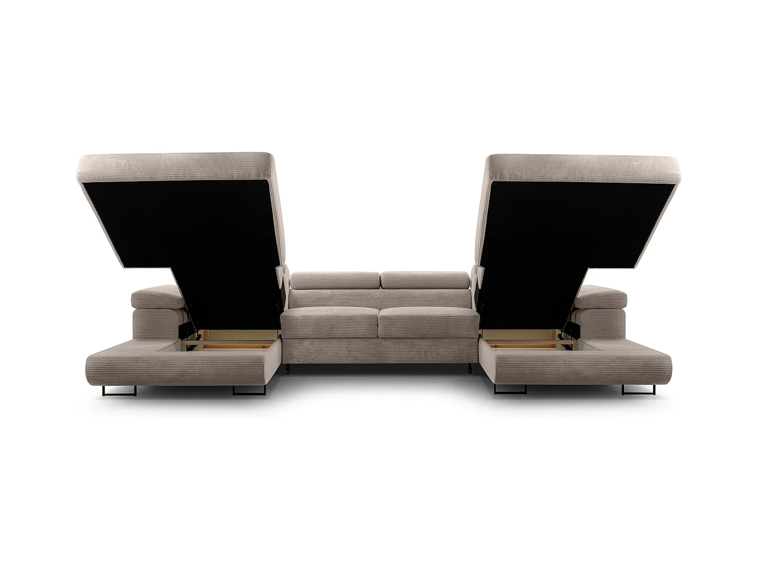 AX LIVING Arborio beige hoekbank – 352 cm slaapfunctie en opbergruimte