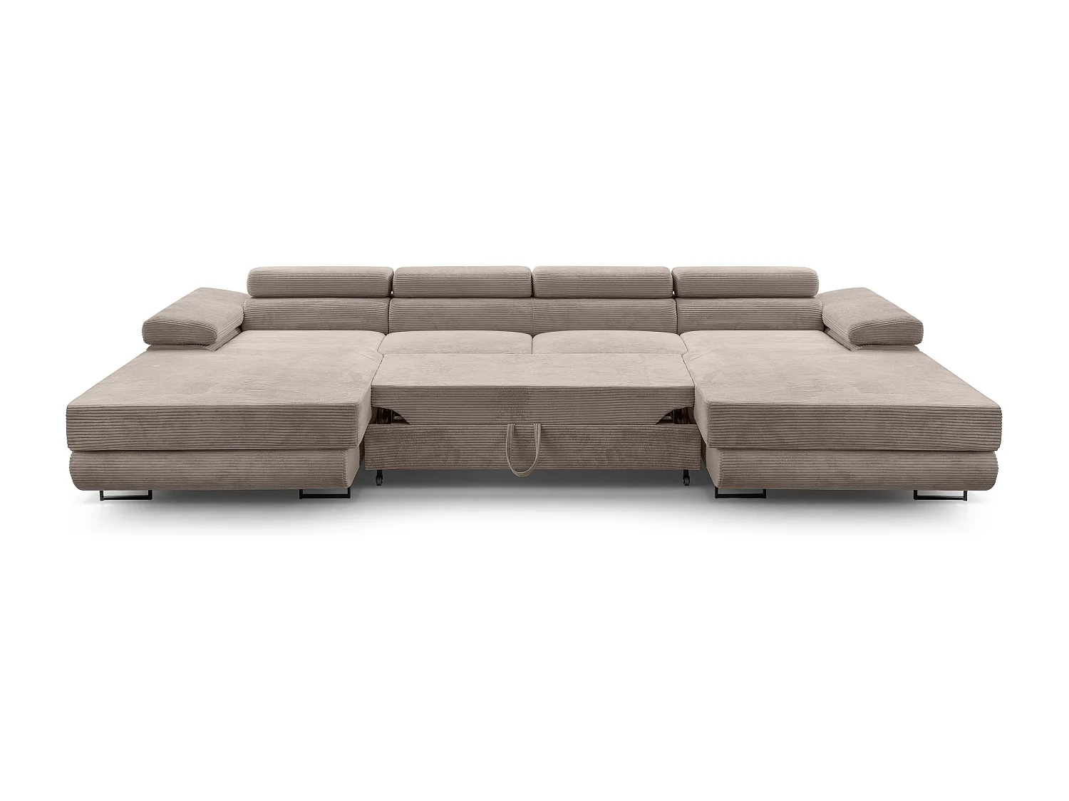 AX LIVING Arborio beige hoekbank – 352 cm slaapfunctie en opbergruimte