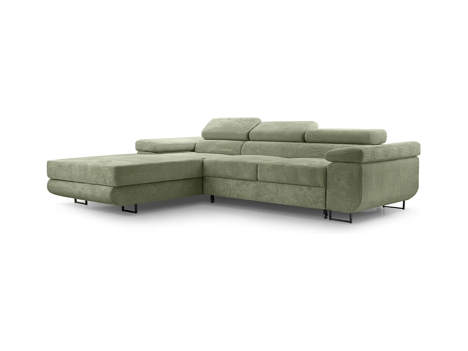 AX LIVING Salbeigrün Cord Couch L Form Arborio Wohnlandschaft 280cm L