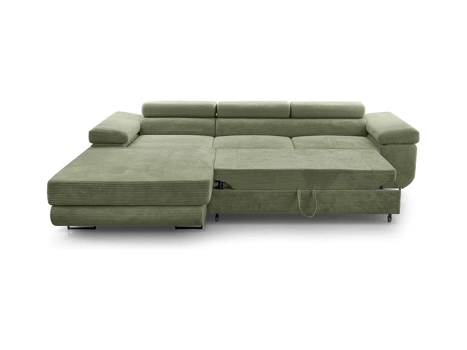 AX LIVING Salbeigrün Cord Couch L Form Arborio Wohnlandschaft 280cm L