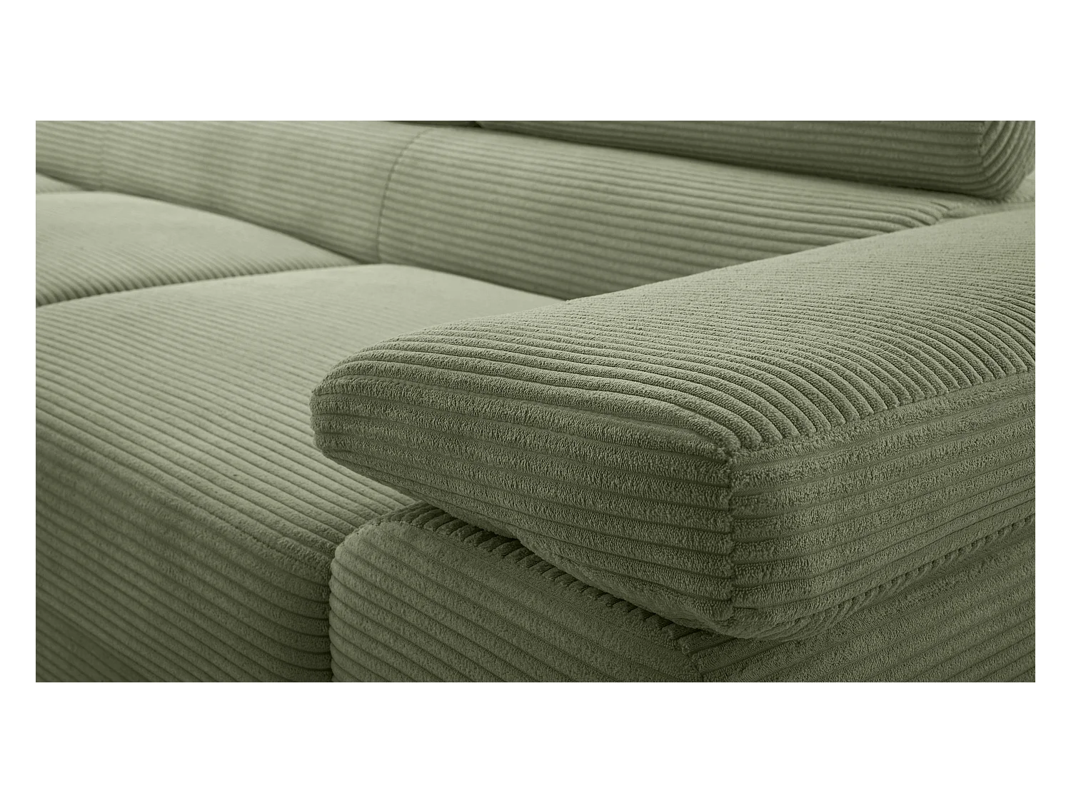 AX LIVING Salbeigrün Cord Couch L Form Arborio Wohnlandschaft 280cm L