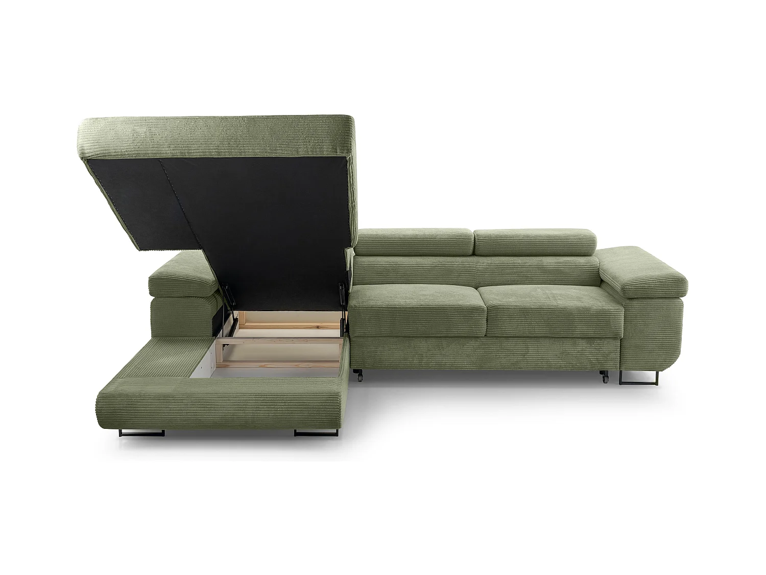 AX LIVING Salbeigrün Cord Couch L Form Arborio Wohnlandschaft 280cm L