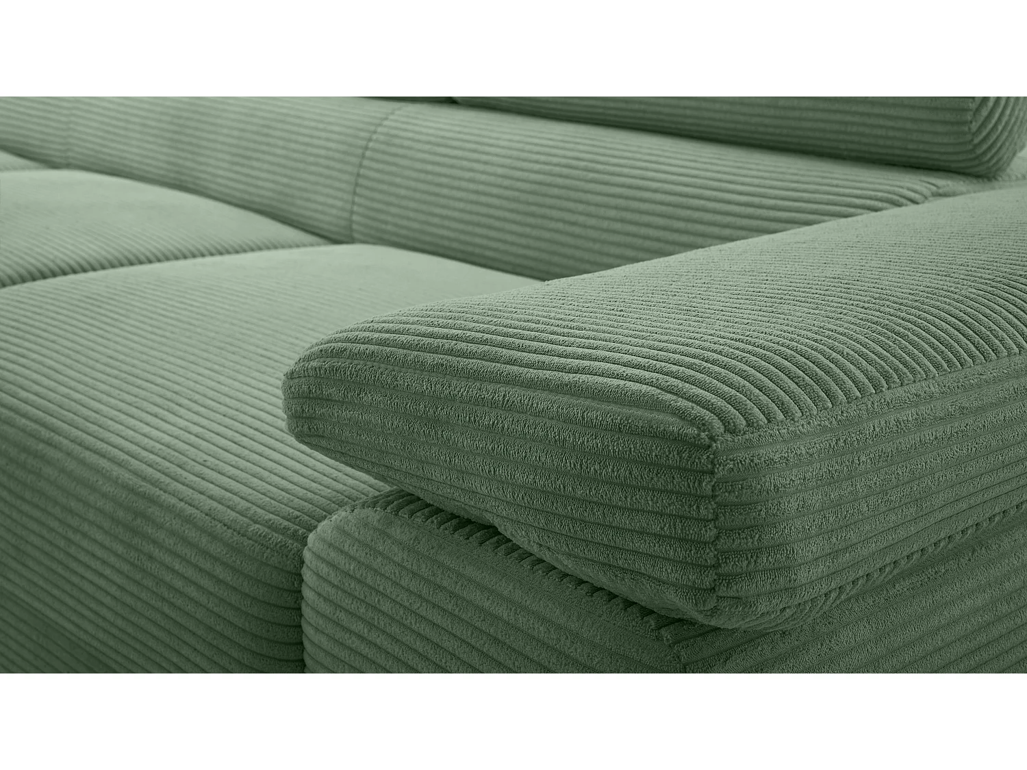 AX LIVING Canapé d’angle en velours côtelé Arborio 280 cm vert sauge G