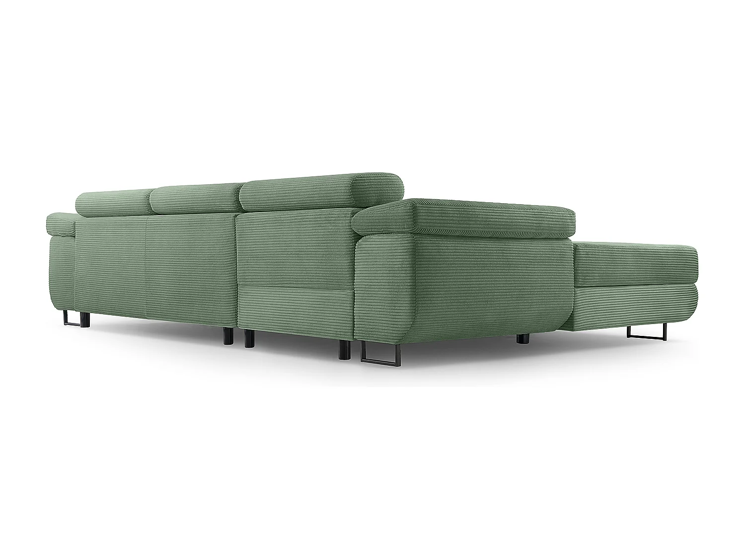 AX LIVING Canapé d’angle en velours côtelé Arborio 280 cm vert sauge G
