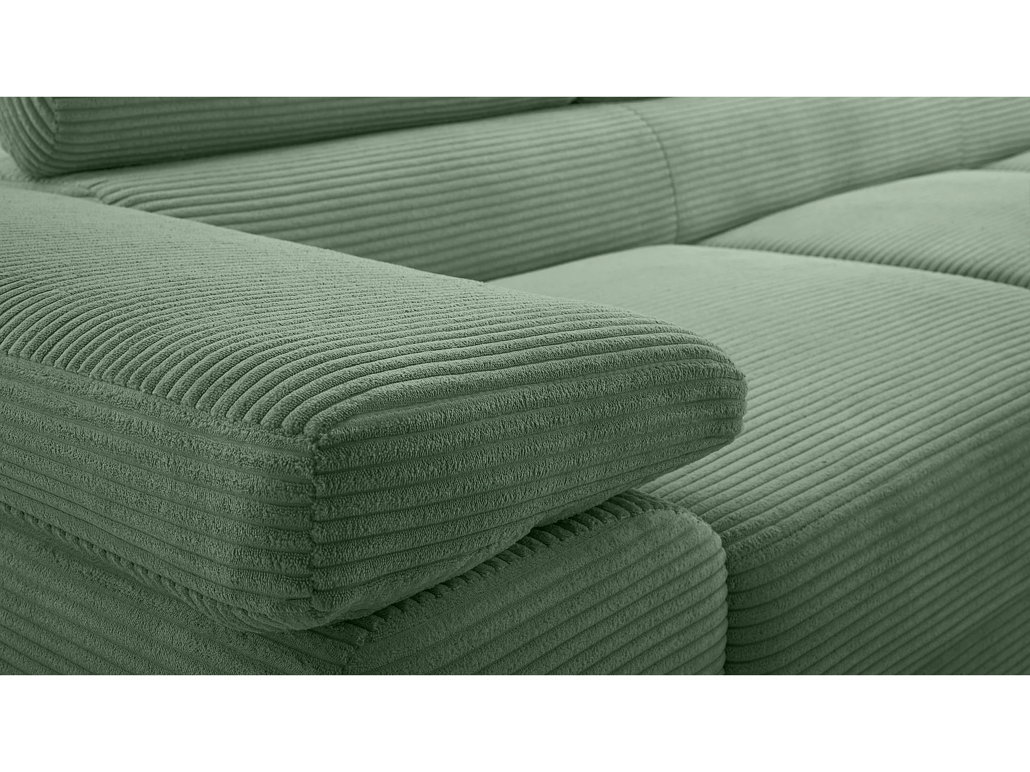 AX LIVING Canapé d’angle en velours côtelé Arborio 280 cm vert sauge D