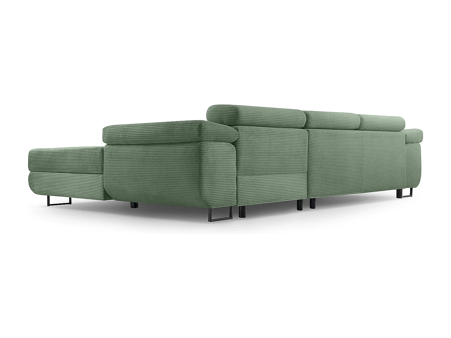 AX LIVING Canapé d’angle en velours côtelé Arborio 280 cm vert sauge D