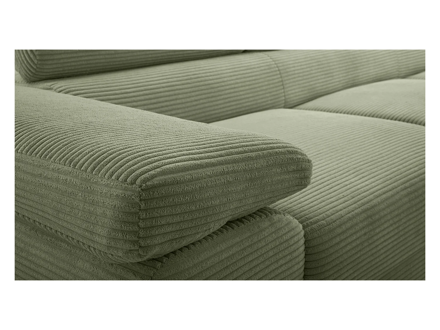 AX LIVING Arborio saliegroene hoekbank – 352 cm met slaapfunctie