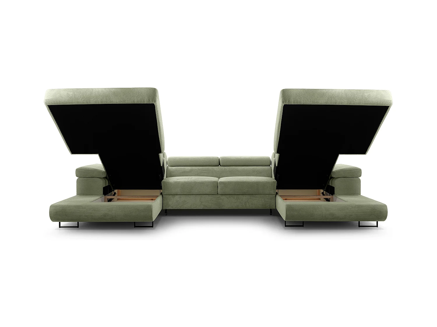 AX LIVING Arborio saliegroene hoekbank – 352 cm met slaapfunctie