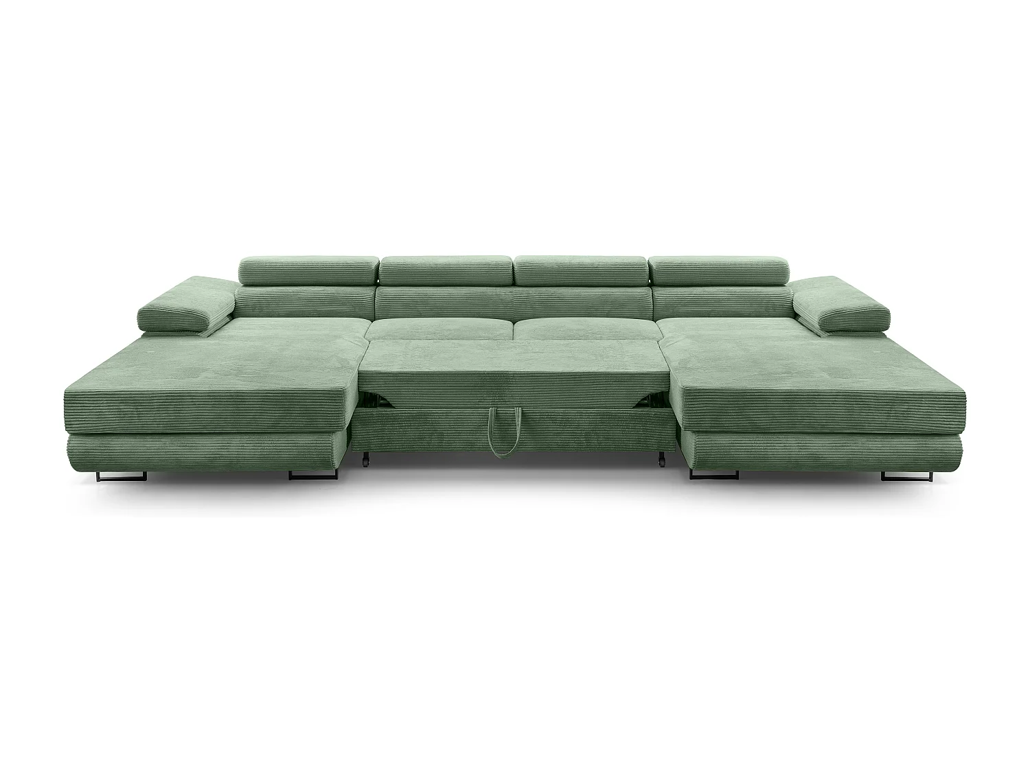 AX LIVING Arborio saliegroene hoekbank – 352 cm met slaapfunctie