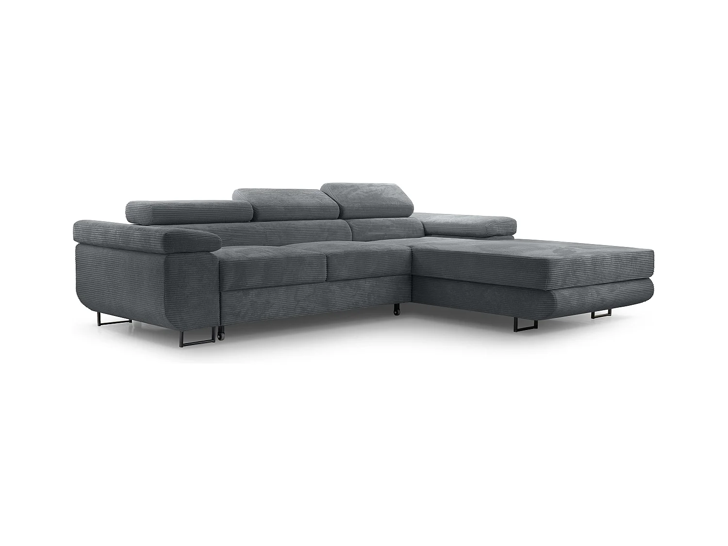 AX LIVING Dunkelgrau Cord Couch L Form Arborio  Wohnlandschaft 280cm R