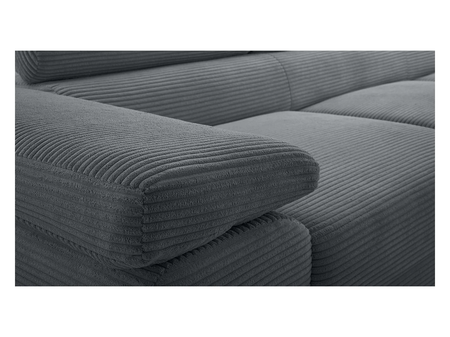 AX LIVING Dunkelgrau Cord Couch L Form Arborio  Wohnlandschaft 280cm R