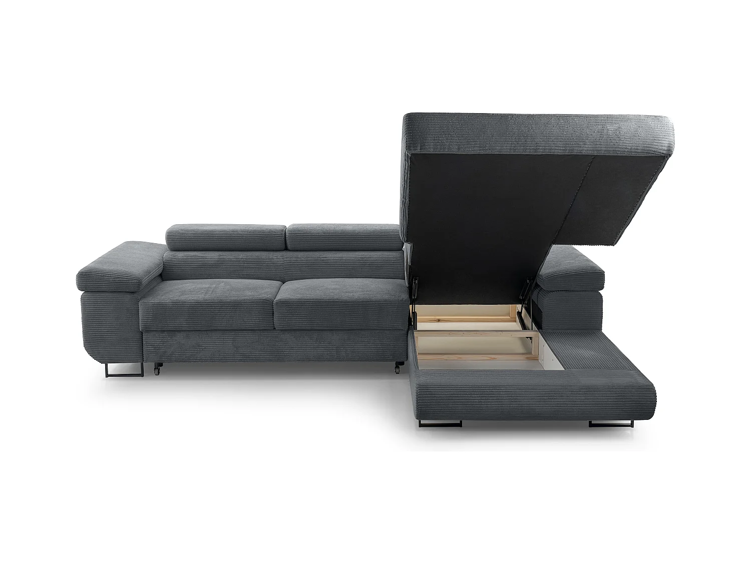 AX LIVING Dunkelgrau Cord Couch L Form Arborio  Wohnlandschaft 280cm R