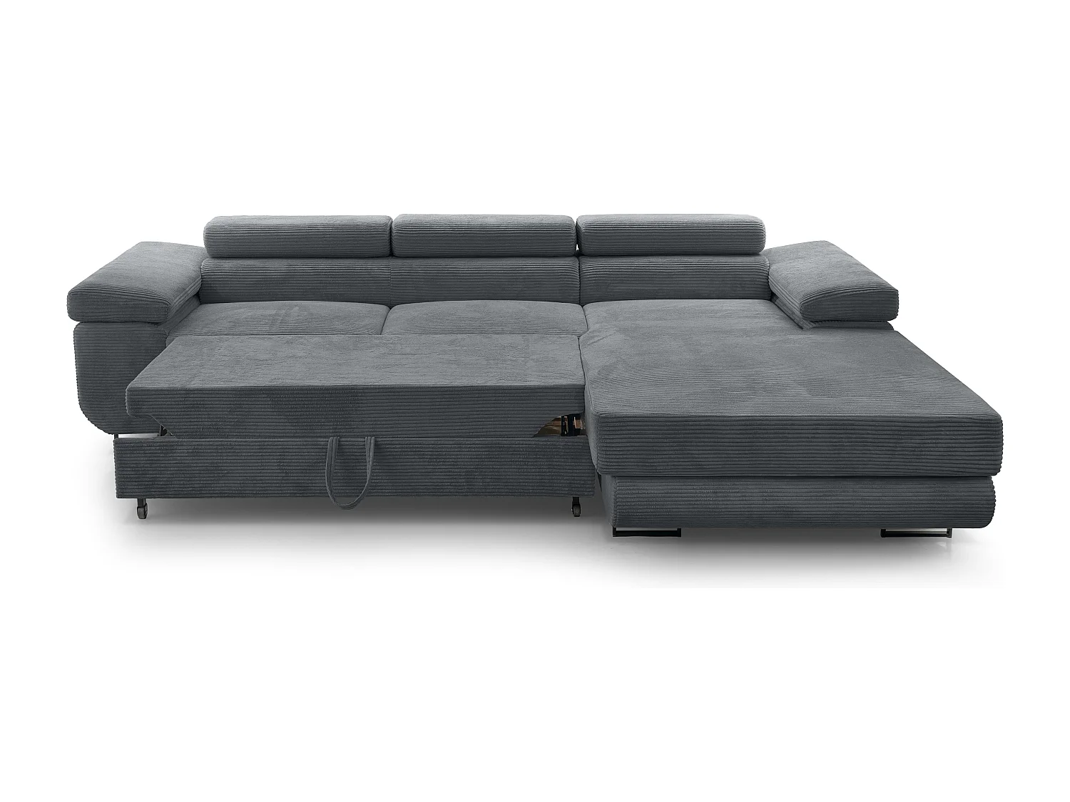 AX LIVING Canapé d’angle en velours côtelé Arborio 280 cm gris foncé D