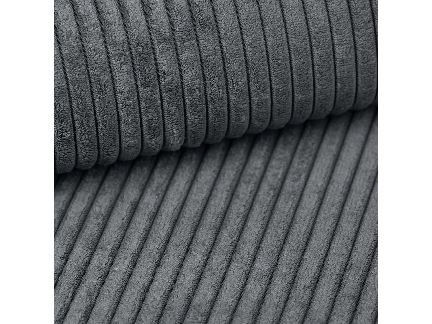 AX LIVING Canapé d’angle en velours côtelé Arborio 280 cm gris foncé D