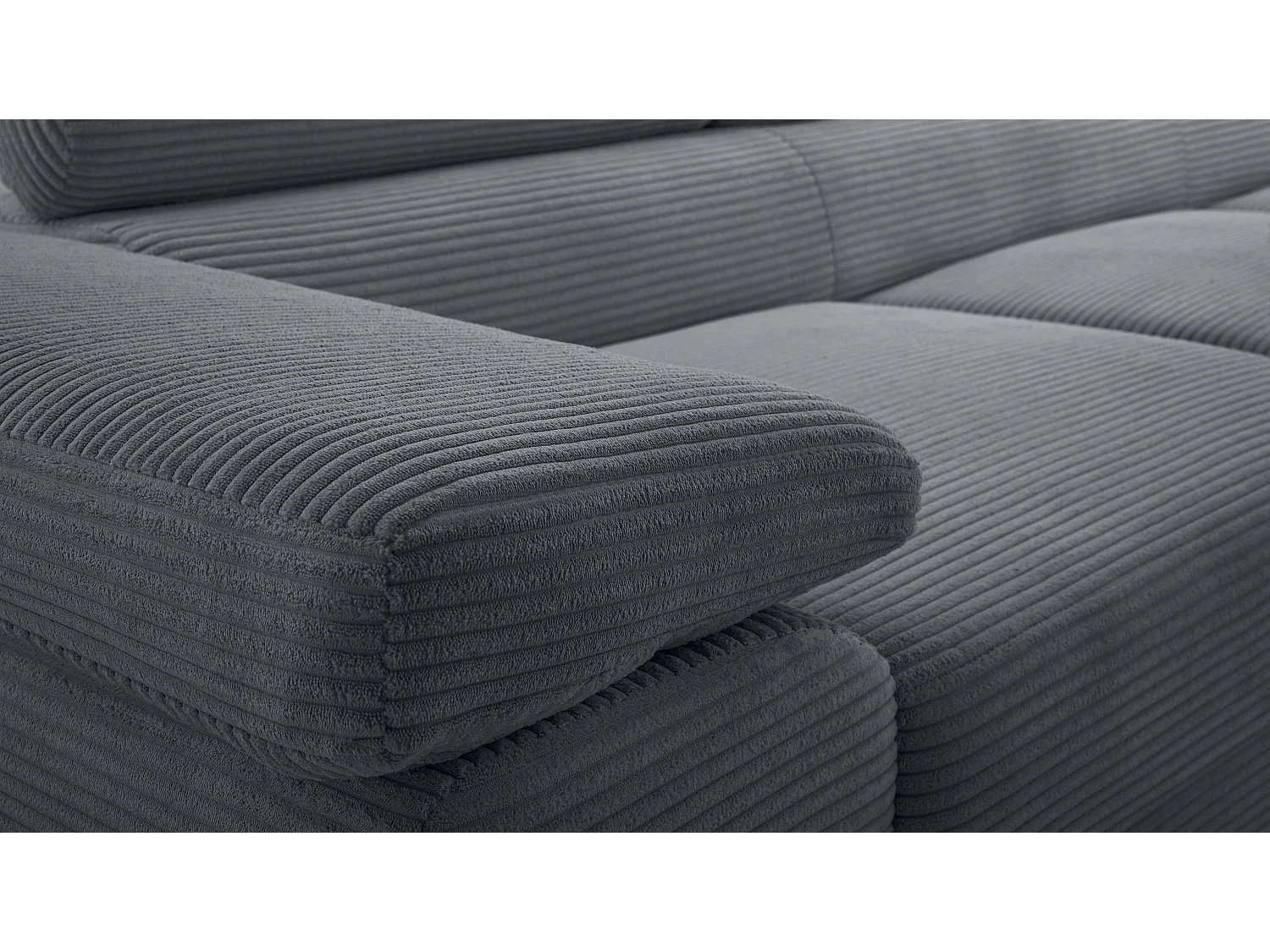 AX LIVING Canapé d’angle en velours côtelé Arborio 280 cm gris foncé D