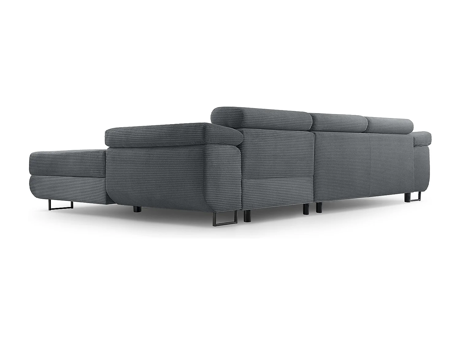 AX LIVING Canapé d’angle en velours côtelé Arborio 280 cm gris foncé D