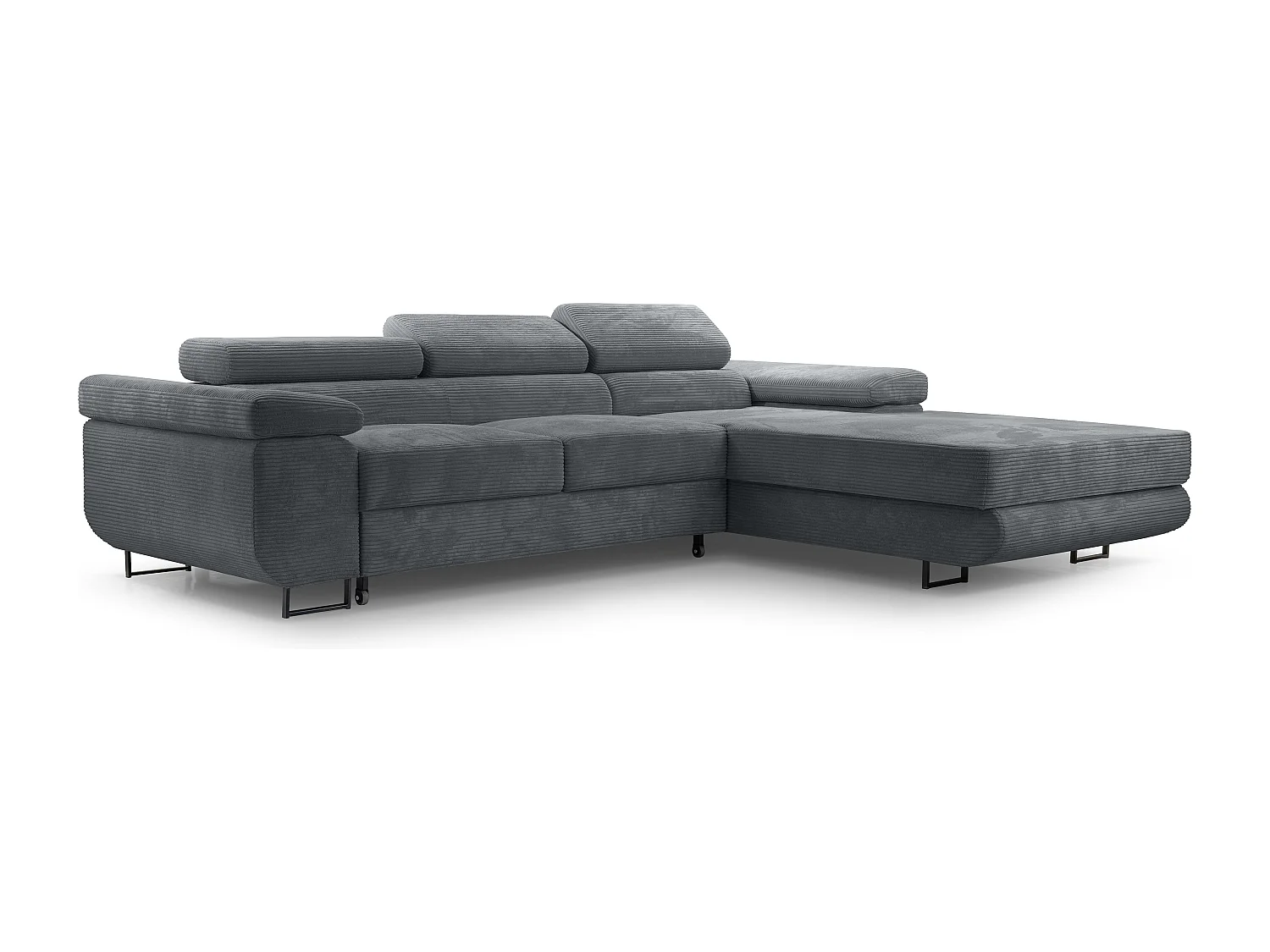 AX LIVING Canapé d’angle en velours côtelé Arborio 280 cm gris foncé D