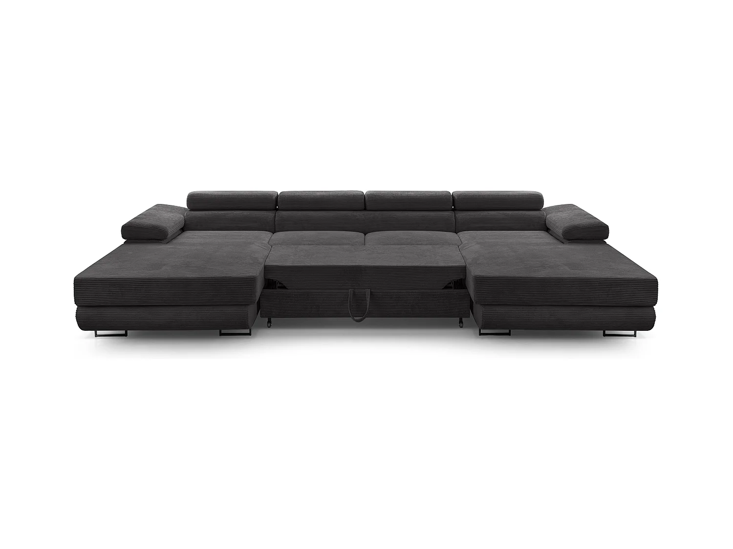 AX LIVING Dunkelgrau Sofa U Form mit Schlaffunktion – Arborio U 352 cm