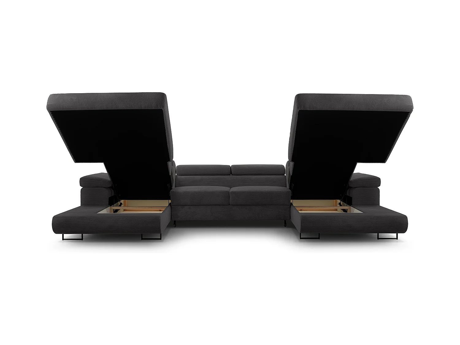 AX LIVING Dunkelgrau Sofa U Form mit Schlaffunktion – Arborio U 352 cm