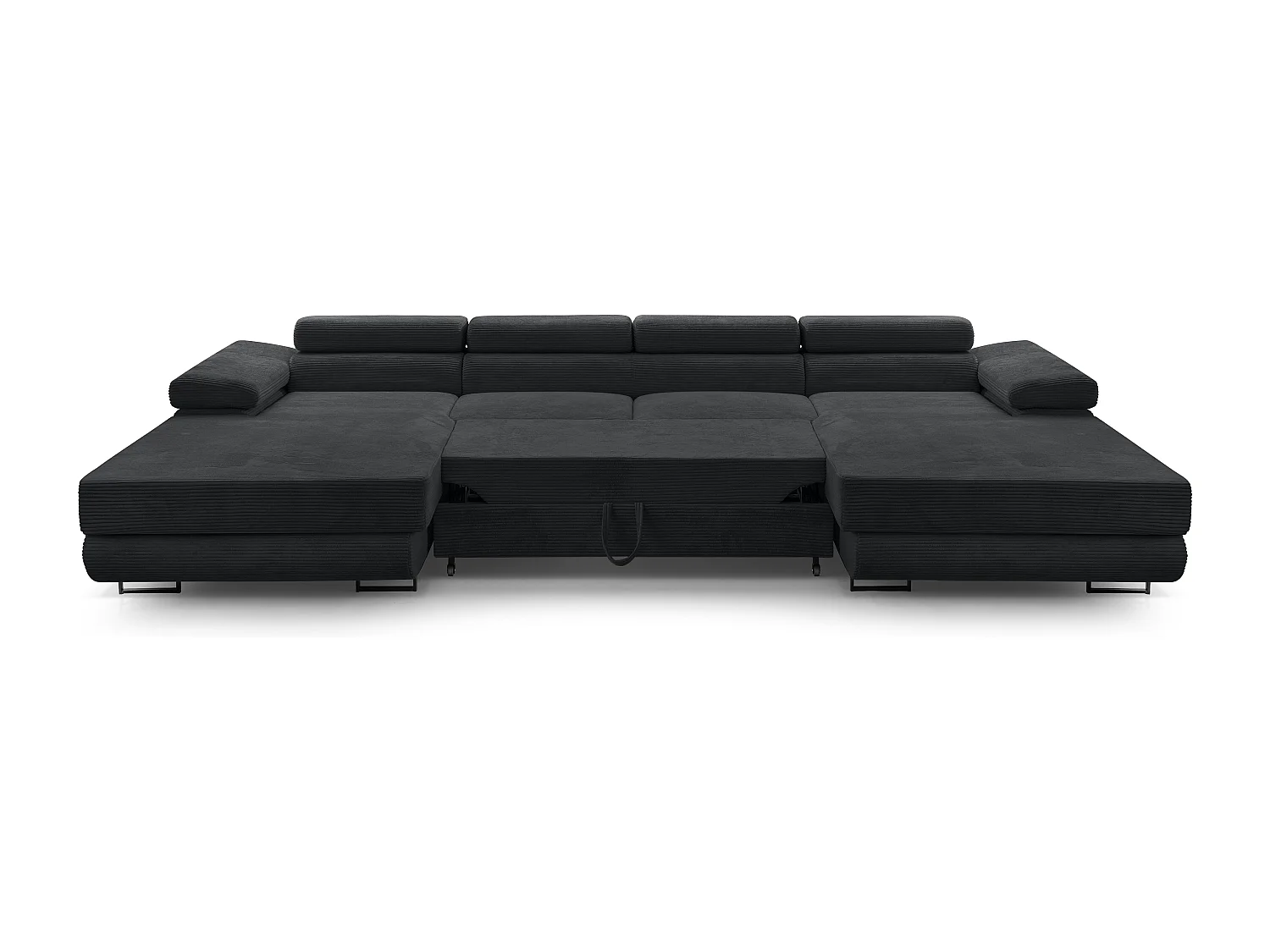 AX LIVING Arborio donkergrijze hoekbank – 352 cm met slaapfunctie